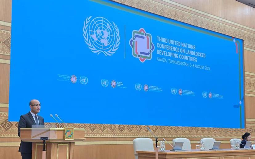 M. Chaib prononce un discours dans le cadre des travaux de la troisième conférence des Nations unies sur les pays en développement sans littoral