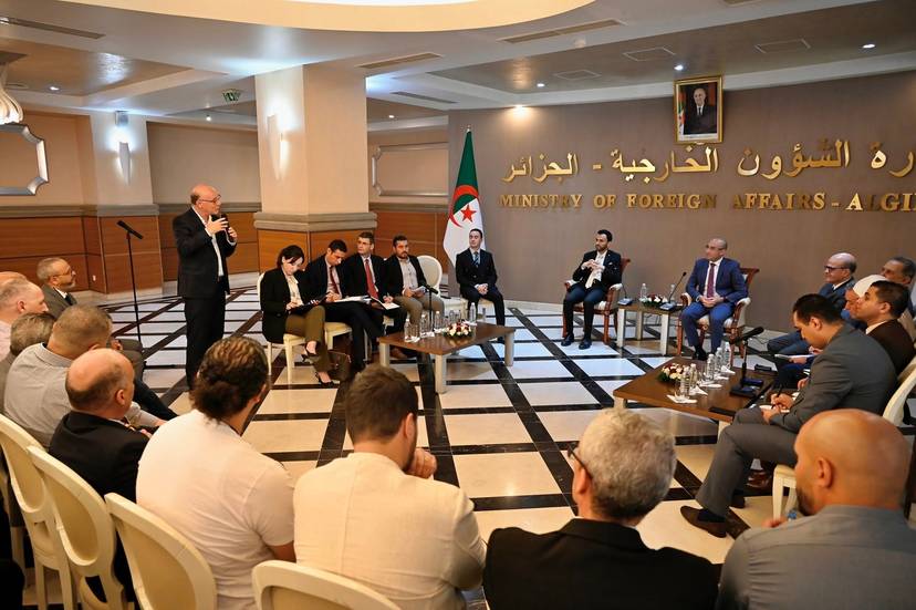 Mr. Chaib conducts an interactive meeting with a group of our community who have implemented successful investment projects in their homeland and who are project owners.